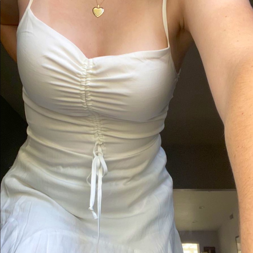 super cute white drawstring dress